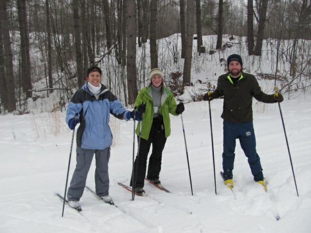 there! MEMBER PHOTO: EE IN ACTION! Winter Workshop participants, Sunshine, Abbie and Brian take advantage of the groomed ski trails at Treehaven during "play time" on Saturday afternoon.