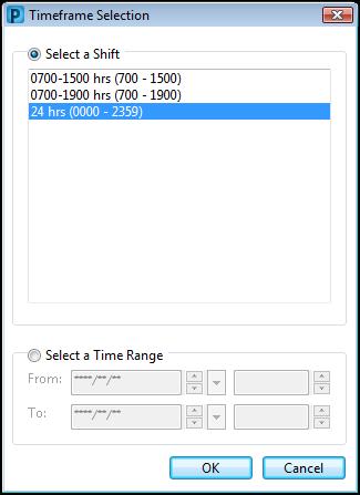 Change Time Frame The default settings will need to be set every shift to reflect the time frame of the shift worked.