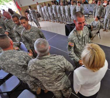 The 113 Citizen-Soldiers received a sendoff at the Joint Military and Family Assistance Center in Bordentown, N.J., August 10. Among the well-wishers was New Jersey Lt. Gov. Kim Guadagno.
