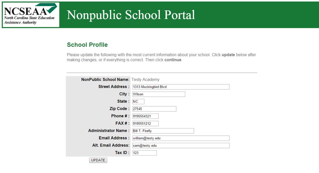 Nonpublic School Training Document 2 School Profile Click on the School Profile heading or the green word