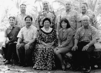 POLICE COMMISSIONERS Current members of the Hawaii County Police Commission are, from left, front row, Dwight K. Manago, Wilfred M. Okabe, Jo- Anna K.