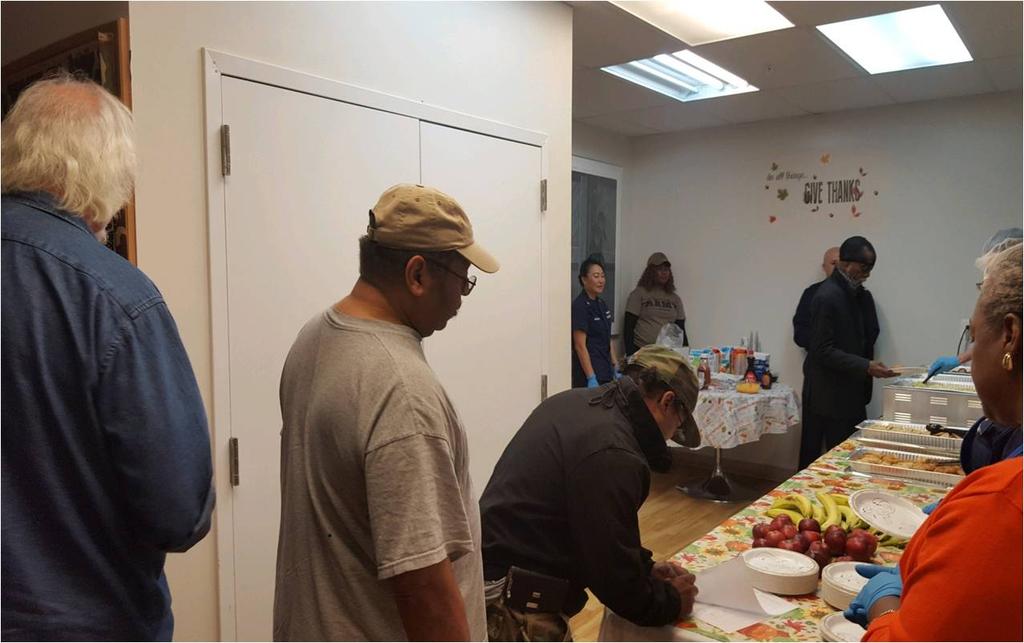 U.S. Coast Guard men and women served veterans hot breakfast at the U.S. VETS-Washington, D.
