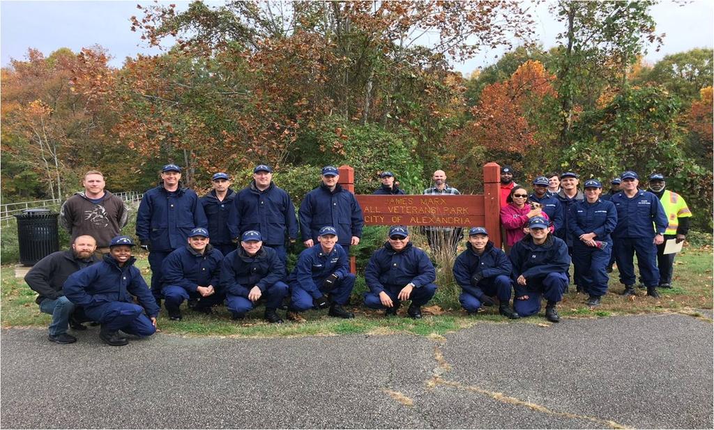 Local area veterans worked alongside Coast Guard volunteers to give the All Veterans Park in Alexandria, VA,