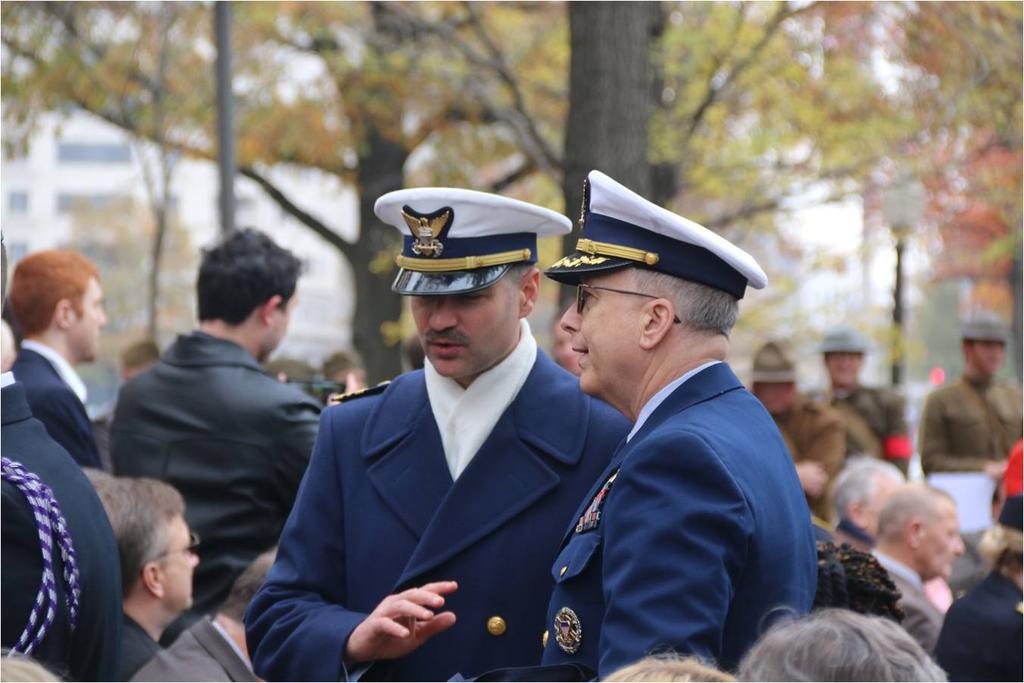 Coast Guard members attend the groundbreaking ceremony for the National World War I Memorial in