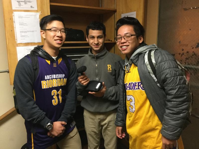 The morning team leads our community in prayer each day! L-r: Brendan Quock '17, Keven Munoz '18, and EJ Borja '17.
