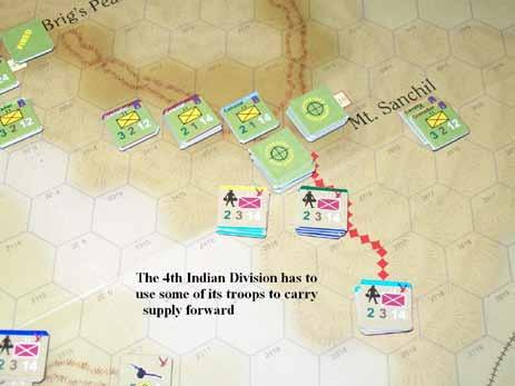 Assault The 4th Indian Division launches an assault against the two Italian KEREN 1941 Colonial battalions due south of the peak of Mount Sanchil. The enemy units are both suppressed.