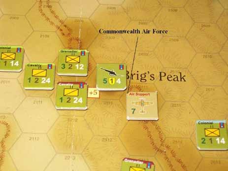 One mission strikes the Italian artillery on Brig s Peak. The enemy guns are suppressed. Then an air strike targets Fort Dologorodoc, leaving the Italian position suppressed.