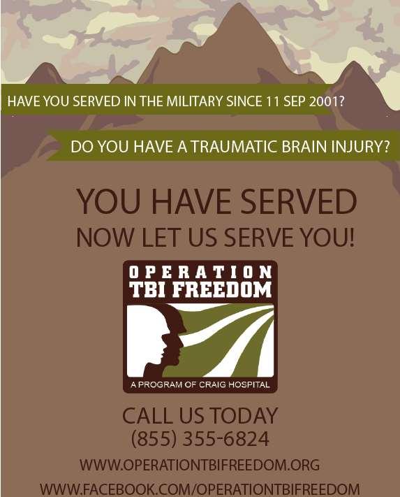 OPERATION TBI FREEDOM (FLYERS) Operation TBI Freedom a Colorado non-profit that is located in Colorado Springs and offers case management services throughout Colorado.