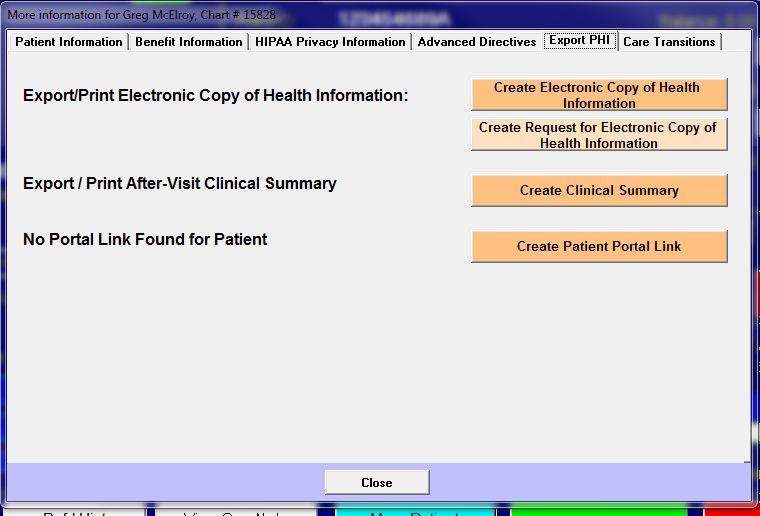 Creating A Patient Portal Link From More Patient Button Go to More Patient and click on the Export PHI tab. From this tab, click on Create Patient Portal Link.