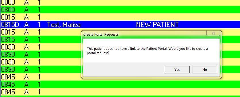 Creating A Patient Portal Link From Appointment Calendar Marking a Patient Here on the