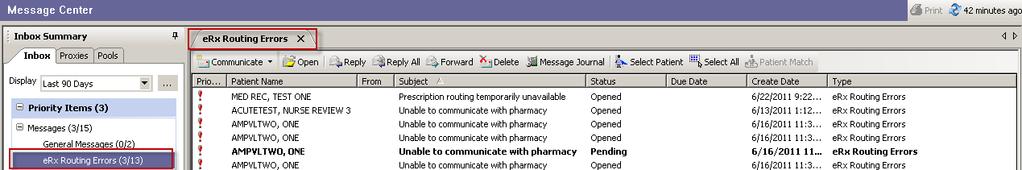 erx Routing Errors There are three common erx Routing Errors Messages: Prescription routing temporarily unavailable, - Connectivity, Communication