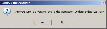 To remove an instruction click the red X button in the Selected Instructions box.