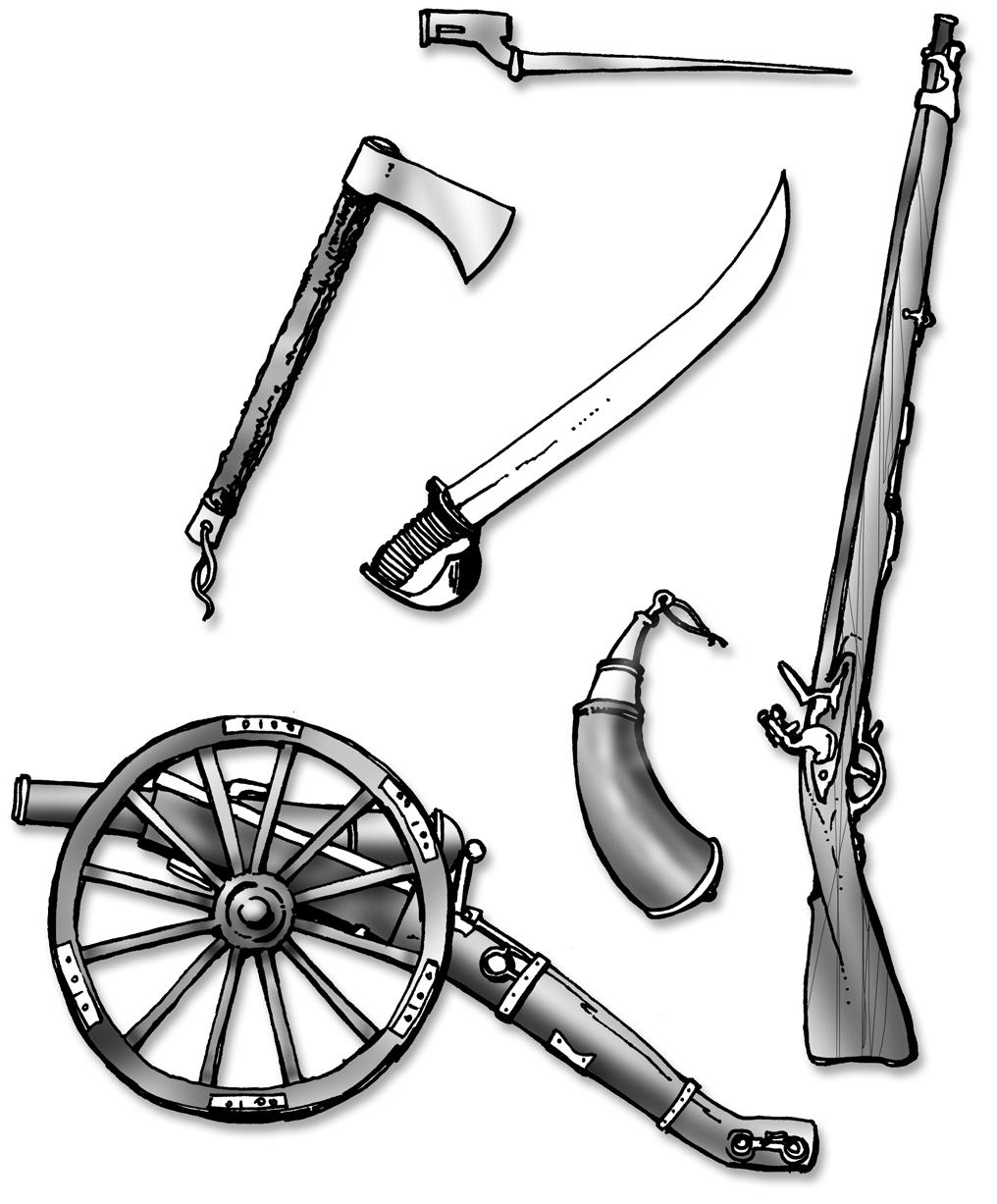 Name Name the Weapons Draw a line from each American weapon or piece of equipment used in the Revolutionary War to its correct name.