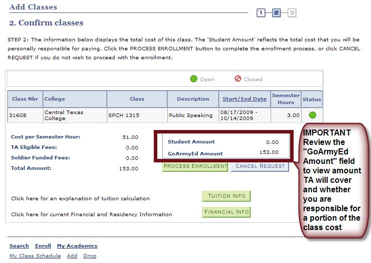 Step-by-Step Instructions Using Auto Advisor 11. The Confirm Classes page appears. Review the class cost information.
