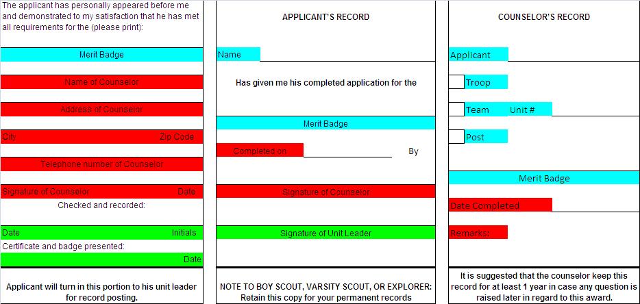 The Blue Card: Overview Filled out by the Boy Scout