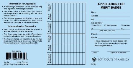 Paperwork: The Blue Card Have the scout fill out their portion of the blue card and hand to you before the second