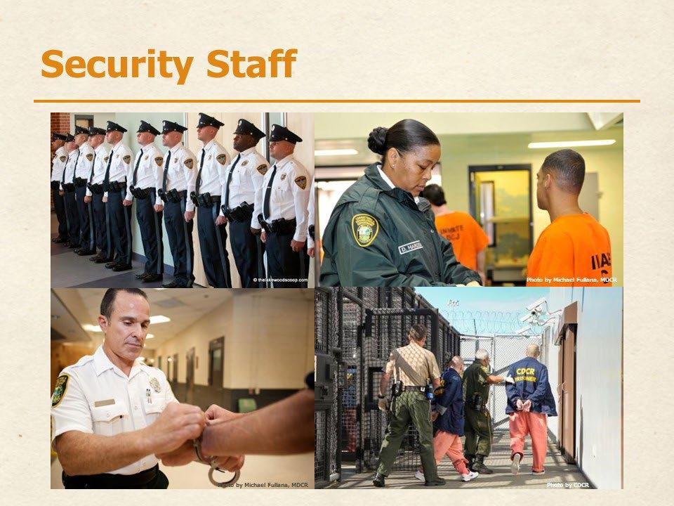 They are often part of a different chain of command than security staff, and sometimes are actually outside contractors, like from the county department of mental health, who come in to provide
