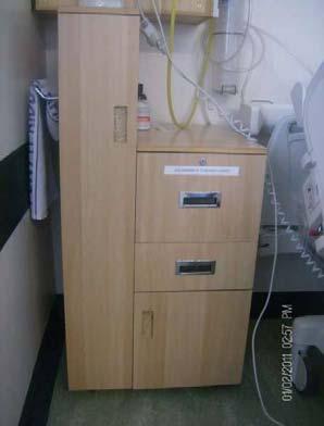 A number of the patient lockers had handles missing which is allowing untreated wood to be exposed; as this cannot be cleaned effectively it therefore gives rise to a risk of contamination.