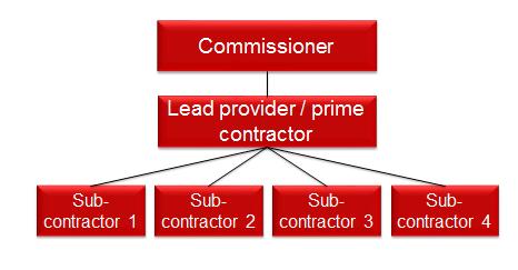 5. The lead accountable provider model In this model, commissioners have a single contract with one provider organisation the lead provider which may have one of two broad types of accountability.