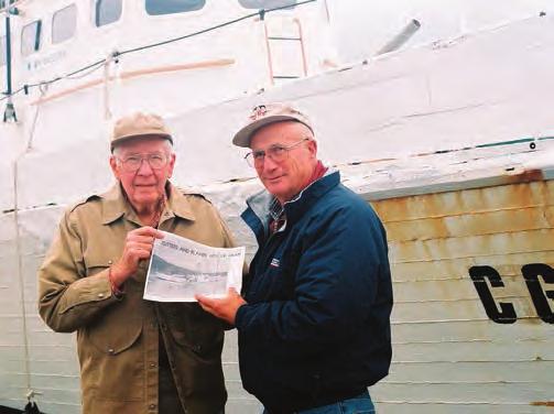 Left: Al Kearl, left, and Myron Tike Hillman were both involved in the NOA airliner crash in 1956; Kearl as a passenger, and Hillman, as a crew member aboard CG-83527, who helped rescue him.