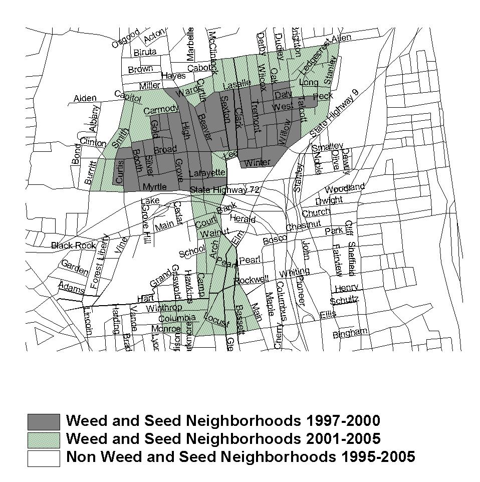 MAP OF THE NEW BRITAIN WEED AND SEED AREA Summary: The initial Weed and Seed area encompassed a 47 block collection units 2 out of 748 block collection units for the entire city.