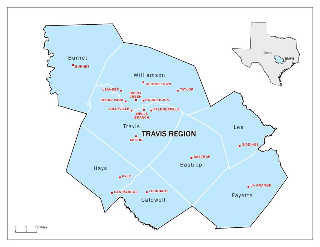 Travis Service Area Eight Counties: Travis Bastrop Burnet