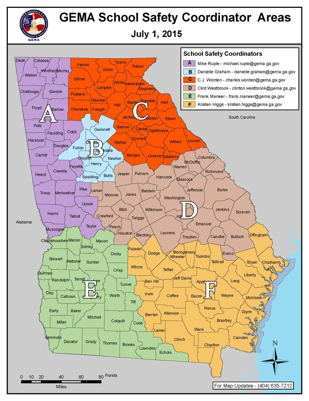 Map of School Safety Coordinator Areas