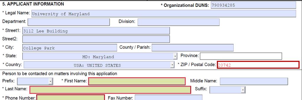 Note the DUNS number that is entered within the application package must be the same DUNS number registered with the AOR who logins to submit the application.