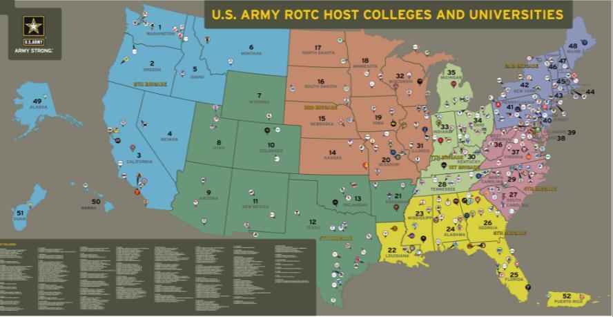 US Army Cadet Command Students can participate in Army ROTC at over 1300 universities and colleges.