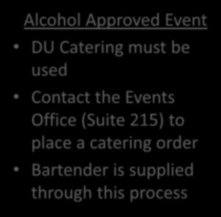 On-Campus Events Food & Catering Alcohol Approved Event DU Catering must be used