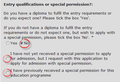 You must tick the box Yes if you, for instance, have a Danish upper secondary education even though you need to complete a supplementary course or do not have an exam result higher than the grade