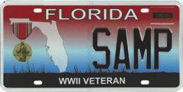 SPECIAL (Military Services) World War II Veteran Note: All military license plates