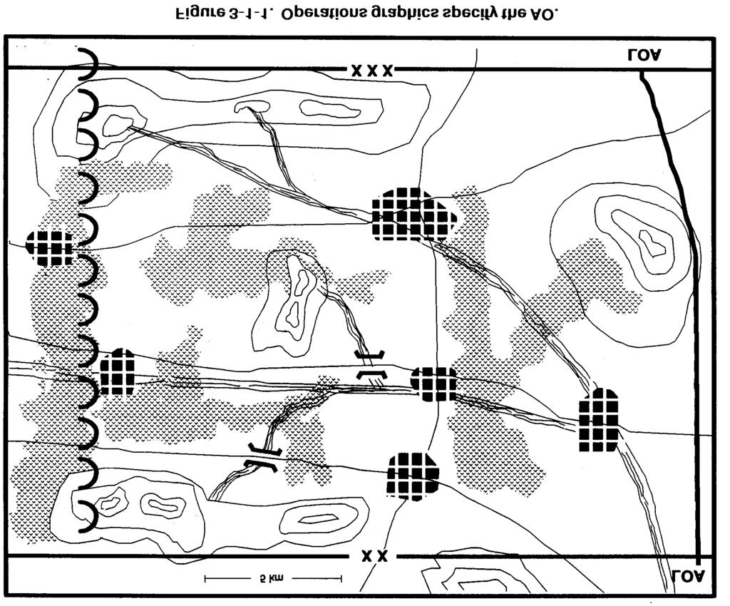 DEFINE THE BATTLEFIELD ENVIRONMENT The operations graphics from corps specify the division s AO. It lies within the current boundaries and extends out to the LOA (Figure 3-1-1).
