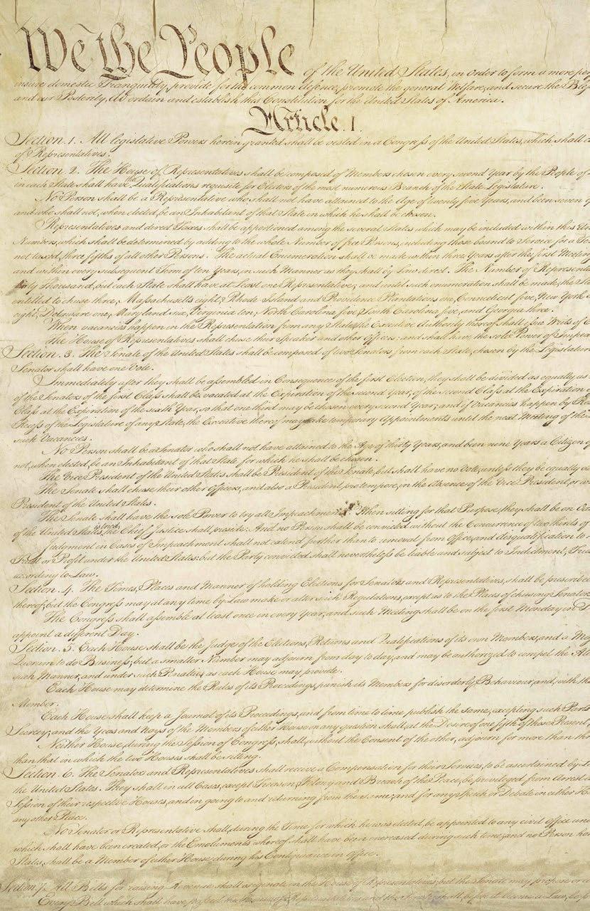 We the People of the United States, in Order to form a more perfect Union, establish Justice, insure domestic Tranquility, provide for the common defense, promote the general Welfare,