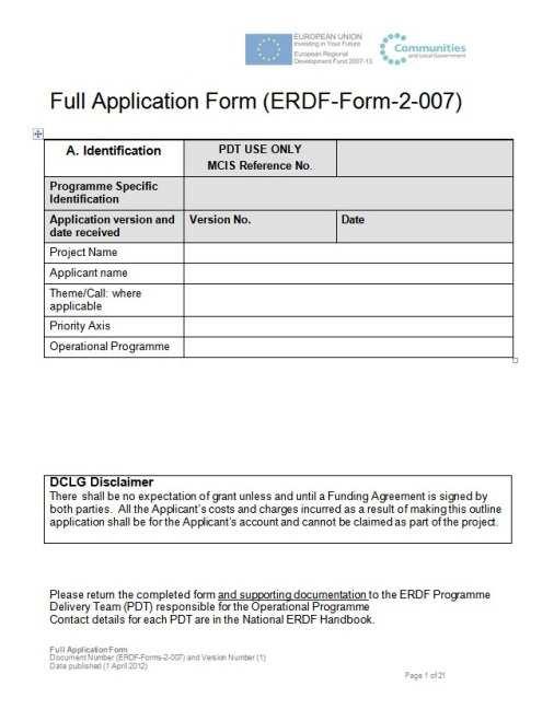Business Case Stage 2 ERDF Full Application Full application form ERDF Funding/costs/deliverables