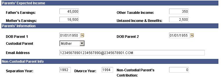 Parent Data page (2 of 3) Parent Data page (3 of 3) The following are new or modified Parent Data fields based on the changes contained on the 2007-2008 CSS Data Reporting Layout.