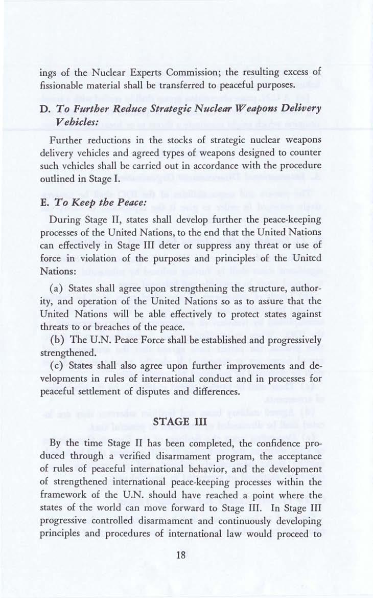 ings of the Nuclear Experts Commission; the resulting excess of fissionable material shall be transferred to peaceful purposes. D.