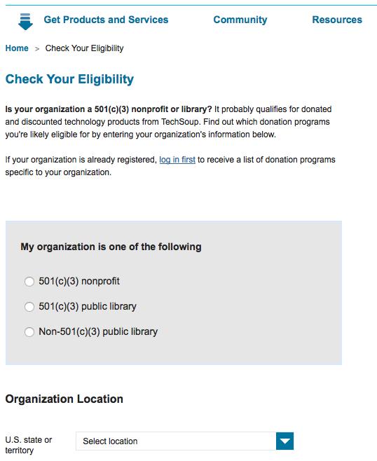 Check On What Donations Your Organization is Eligible For Click on Get Products and