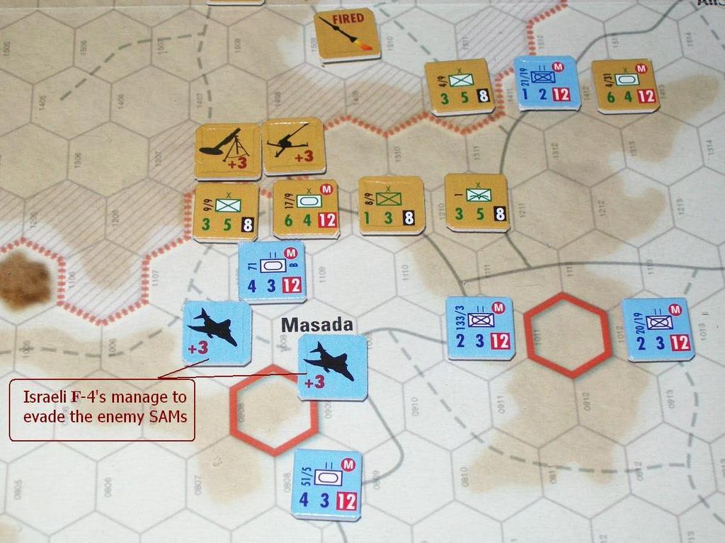 Photo 13 Combat IAF Photo 15 Combat Kush result is D2. The Syrian general orders a stiff resistance, and the unit is reduced in place. This is the best option with no retreat path.