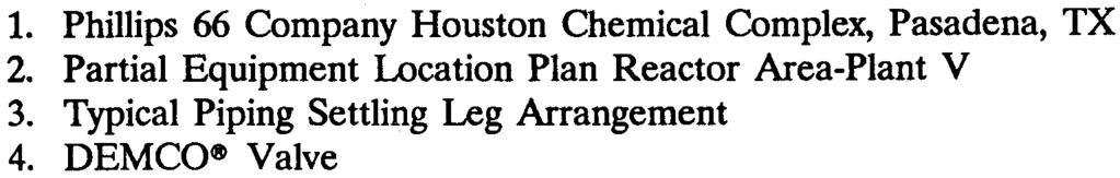 fc ~ LIST OF ILLUSTRATIONS Figure 1. Phillips 66 Company Houston Chemical Complex, Pasadena, TX 2. Partial Equipment Location Plan Reactor Area-Plant V 3.