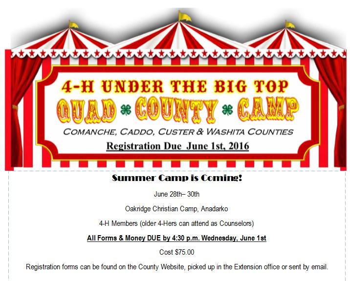 95th Oklahoma State Roundup July 27-29, 2016 (County Night out July 26th) Youth must be 13 years of Age by January 1, 2016