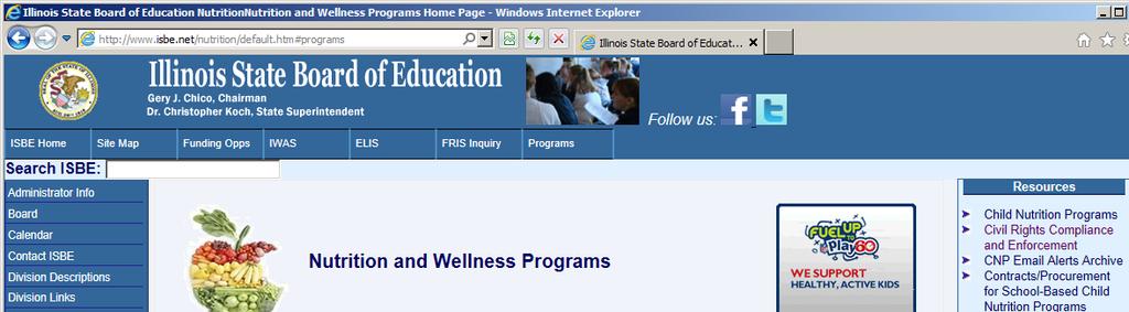 ISBE Web-based Illinois Nutrition System (WINS) Sponsor and Site questionnaires and claims are submitted online through the Web-based Illinois Nutrition System (WINS).