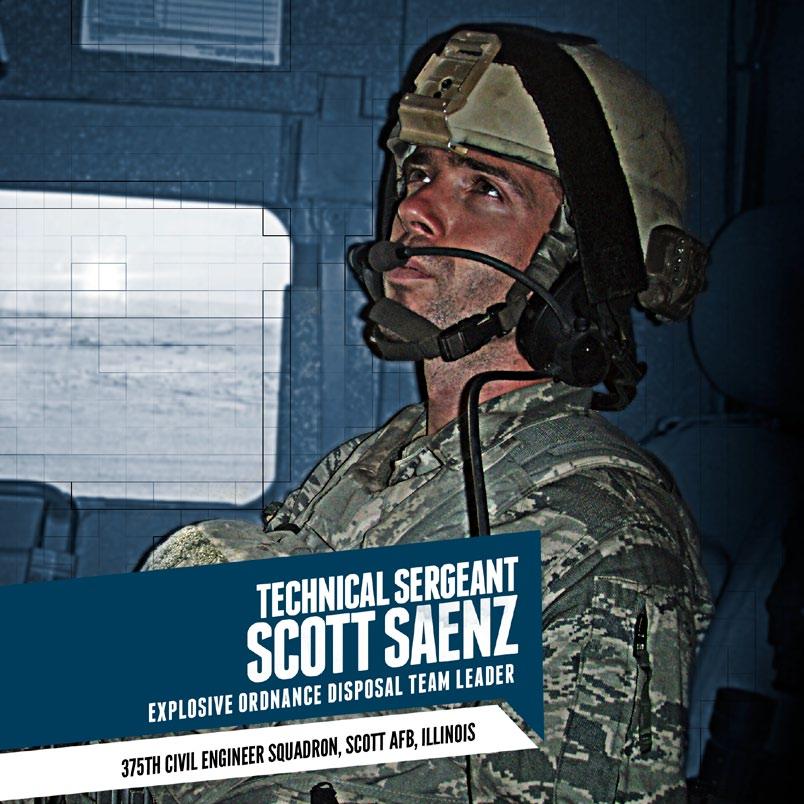 From May to November 2011, Technical Sergeant Scott Saenz was deployed to Afghanistan and served on an explosive ordnance team as part of a Joint tasking with the Marine Corps.