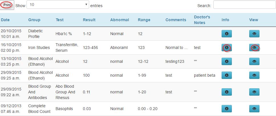Lab Results View and track your laboratory results. These test results have already been viewed by your doctor. Note that not all results marked out of the normal range require action.