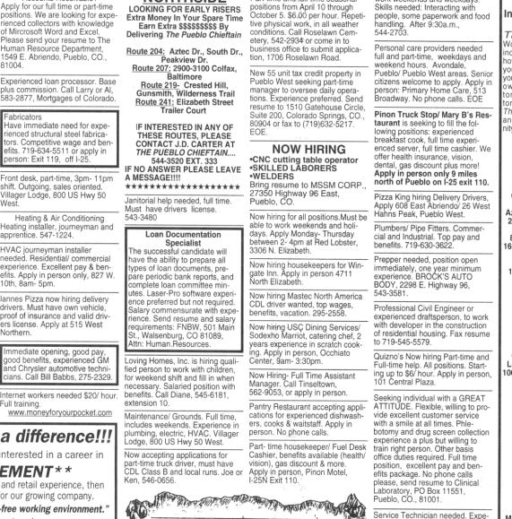 Pueblo County Job Vacancy Survey Conducted February 1 9, 2001 Pueblo County June 2001 Workforce Research