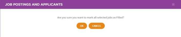 3. Click OK to proceed. The selected job postings are automatically closed.