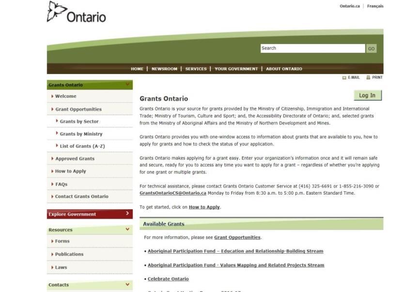 The Grants Ontario website provides a list of all funding programs available, instructions on how to apply, and other information.