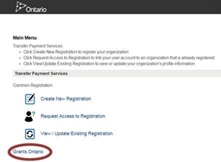 Ontario. 2. The My Services window appears. Click the Transfer Payment Account link.
