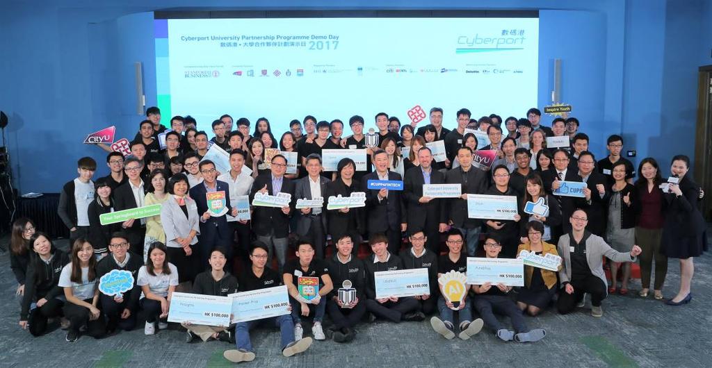 Press Release Cyberport University Partnership Programme 2017 Demo Day awarded 12 teams each $100,000 seed funding to realise entrepreneurial dreams, 14 November, 2017 Cyberport is dedicated in