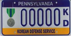 Ex-Prisoner of War Form MV-150 This registration plate portrays the standard registration plate colors of blue, white and yellow with a detailed color image of the Prison of War Medal.